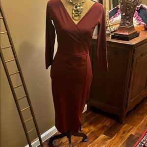 Chiara Boni Burgundy Long Sleeve Dress